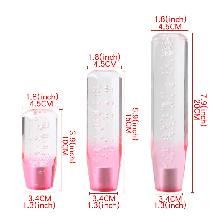 JDM Crystal Stick Long Auto Bubble Gear Universal Octagonal Shift Knob Stick Crystal Transparent Bubble Gear Shifter