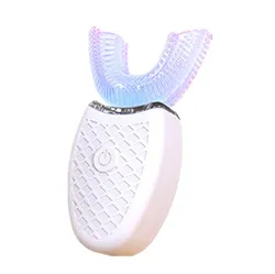 Waterproof Food Grade 360 Degrees Automatic Brush Silicone Rechargeable Ultrasonic Teeth Whitening U Shape Electric Toothbrush