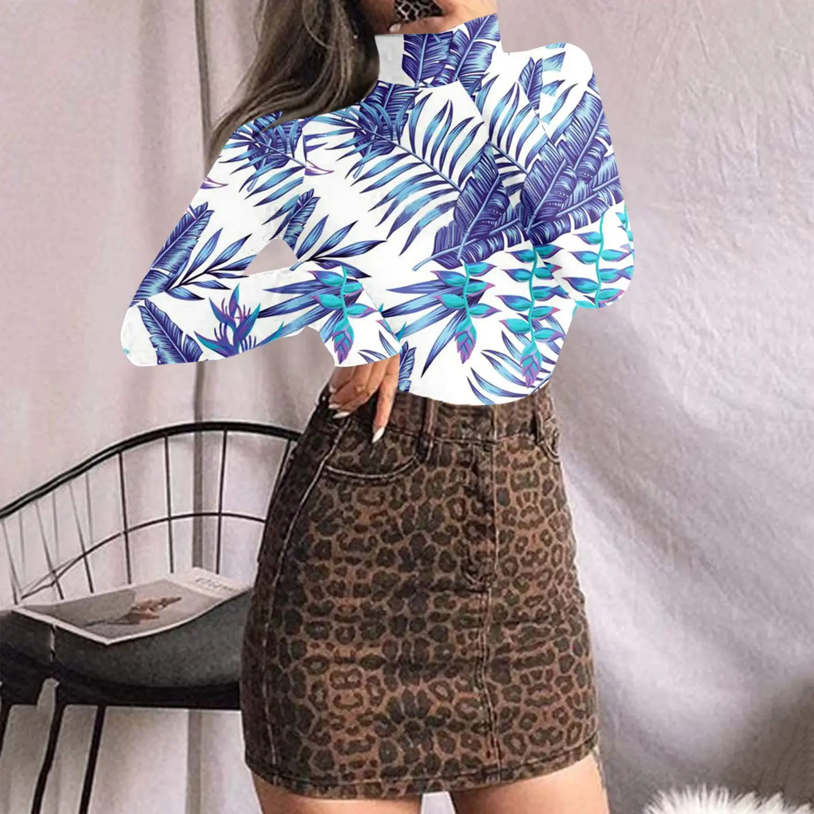 Liu Ming Cheap Wholesale Women Casual Print Bodysuit Long Sleeve Rompers Tops Body Skinny Rompers Playsuits Jumpsuit