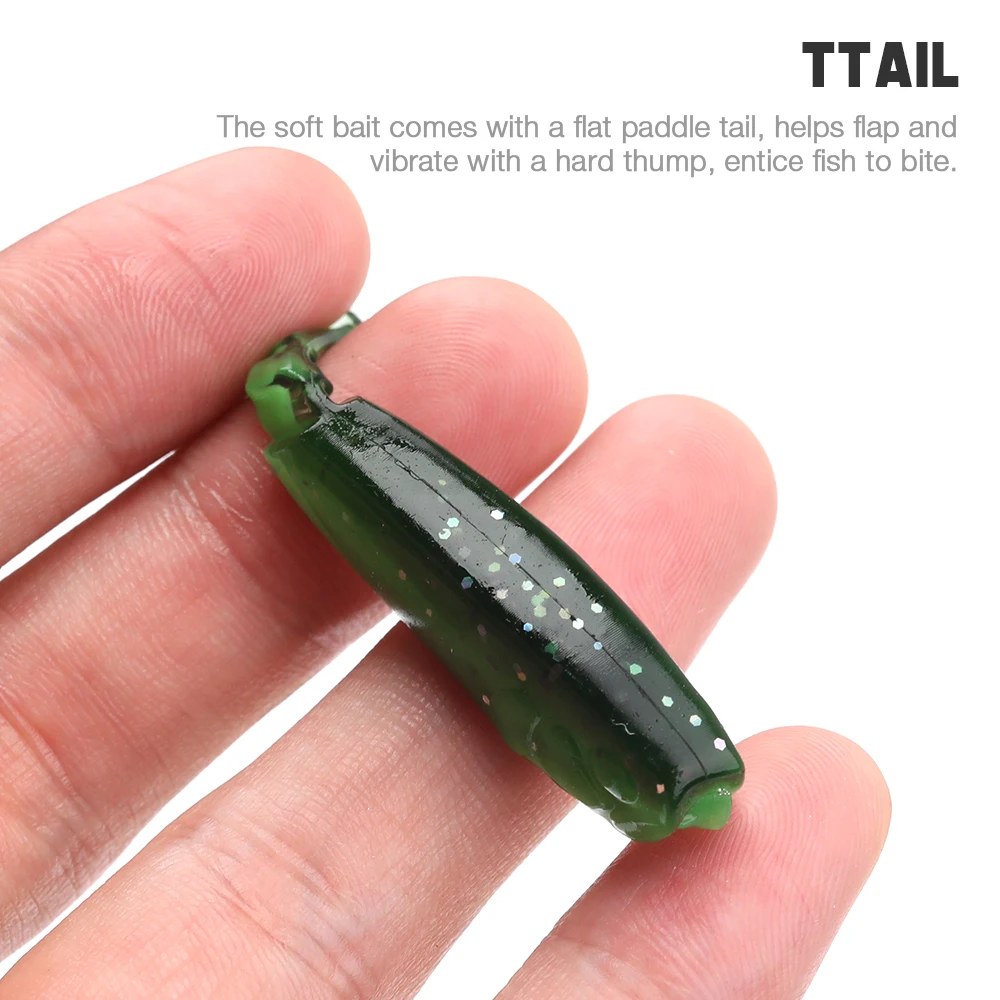 5 Pcs Soft Fishing Worm Lures Silicone T Type Tail Swimming Bass Bait 6cm 2.5g lures