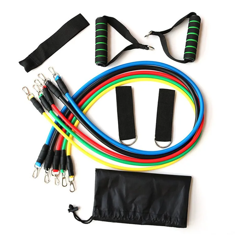 Gym Exercise Workout Fitness 11 Piece Resistance Band Tube Set