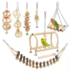 8 piece set parrot nibble play set swing and ladder stand pet toy pet shops bird toys