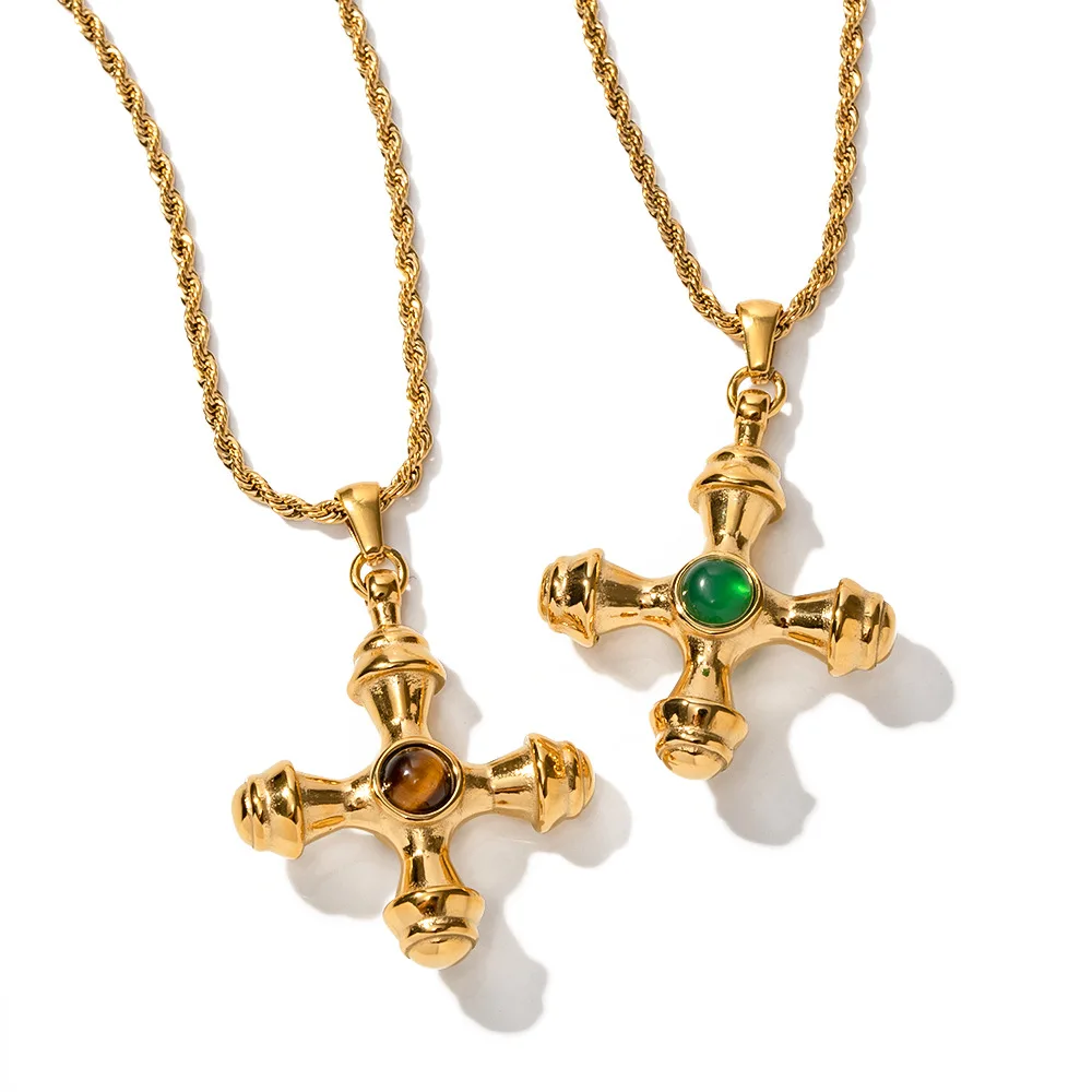 Wholesale Stainless Steel Necklaces 18k Gold Plated Jewelry Waterproof Cross Necklace Hypoallergenic Classical Design Jewelry