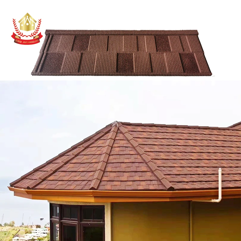 Roof tile 0.4mm Shingle tile Aluminium zinc steel stone coated roofing tile roofing material Century crown