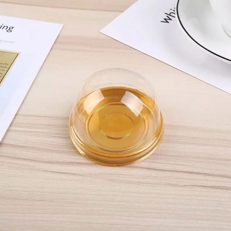 Golden Semi-circular Plastic Packaging Box, Moon Cake Tray Packaging Box, Baking Packaging Box