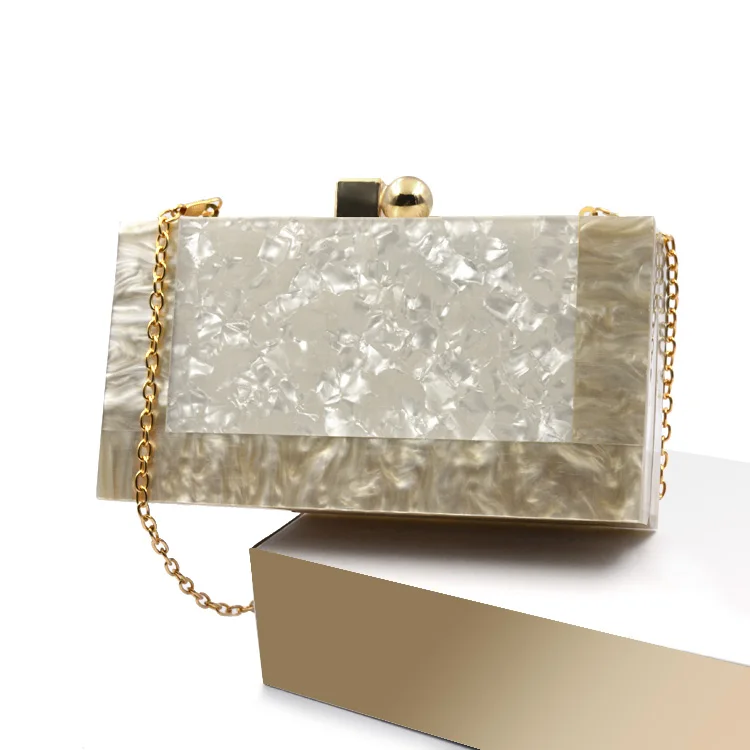 
Fashion Women Party Purse Acrylic Clutch Box Bags Marble unique Evening Bag crossbody single shoulder handbags 
