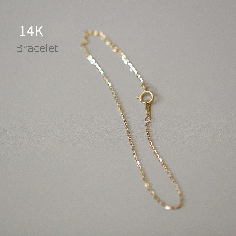 shine flat cable link AU585 jewel gold jewelry wholesale permanent chains 14 k gold bracelets for women