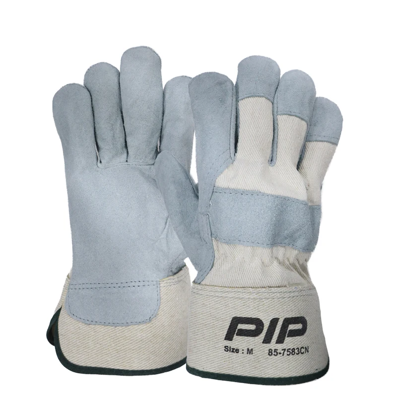 Cheap Factory-Sold Safety Gloves for Mining and Welding Work Anti-Slip Nitrile Cow Split Leather PVC Rubber with TPR Back