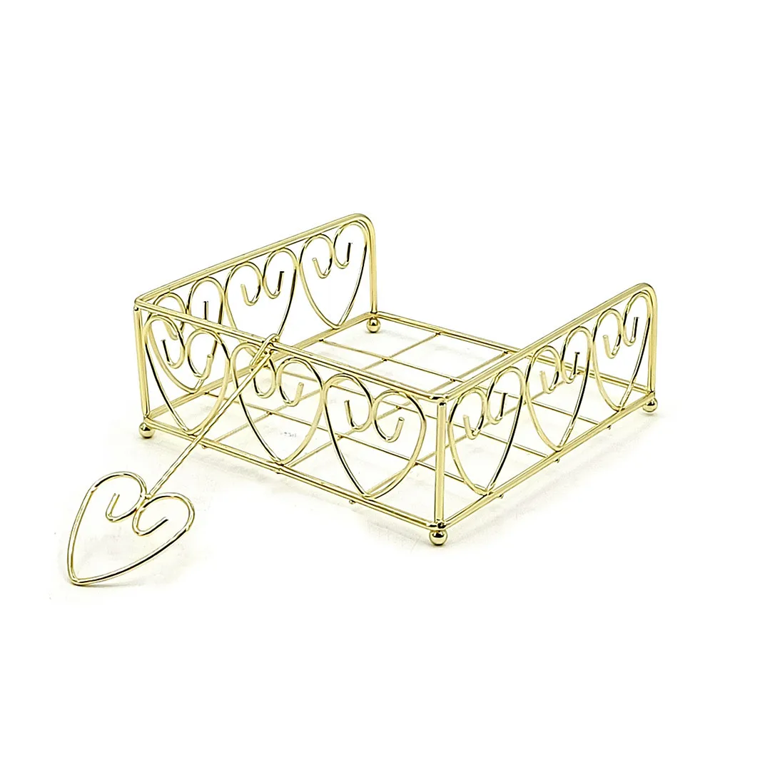 Metal Table Napkin Holder Freestanding Tissue Holder Heart Shape Square Gold Plated Napkin Paper Holder Storage