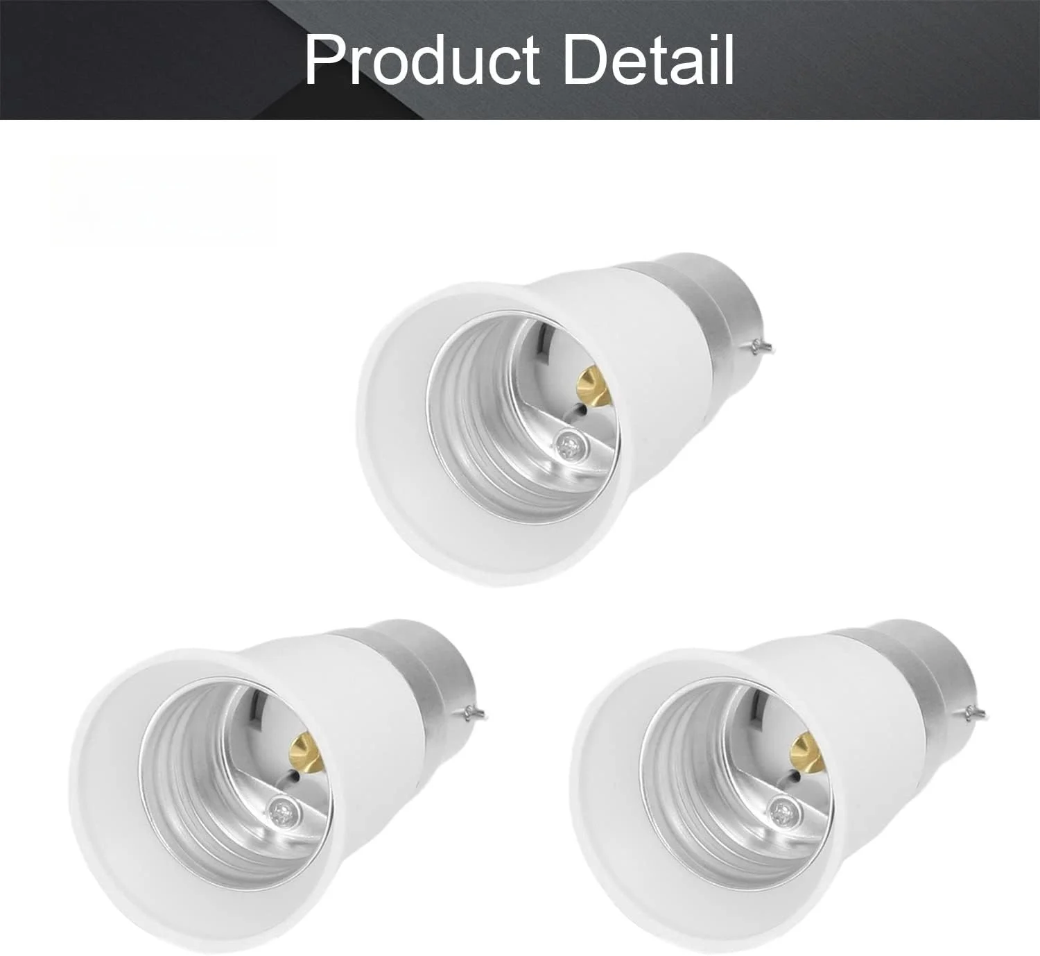 B22 to E27 Socket Adapter 4A PBT Plastic AC 90-240V 120 Degree Heat Resistant White Light Bulb Adapter