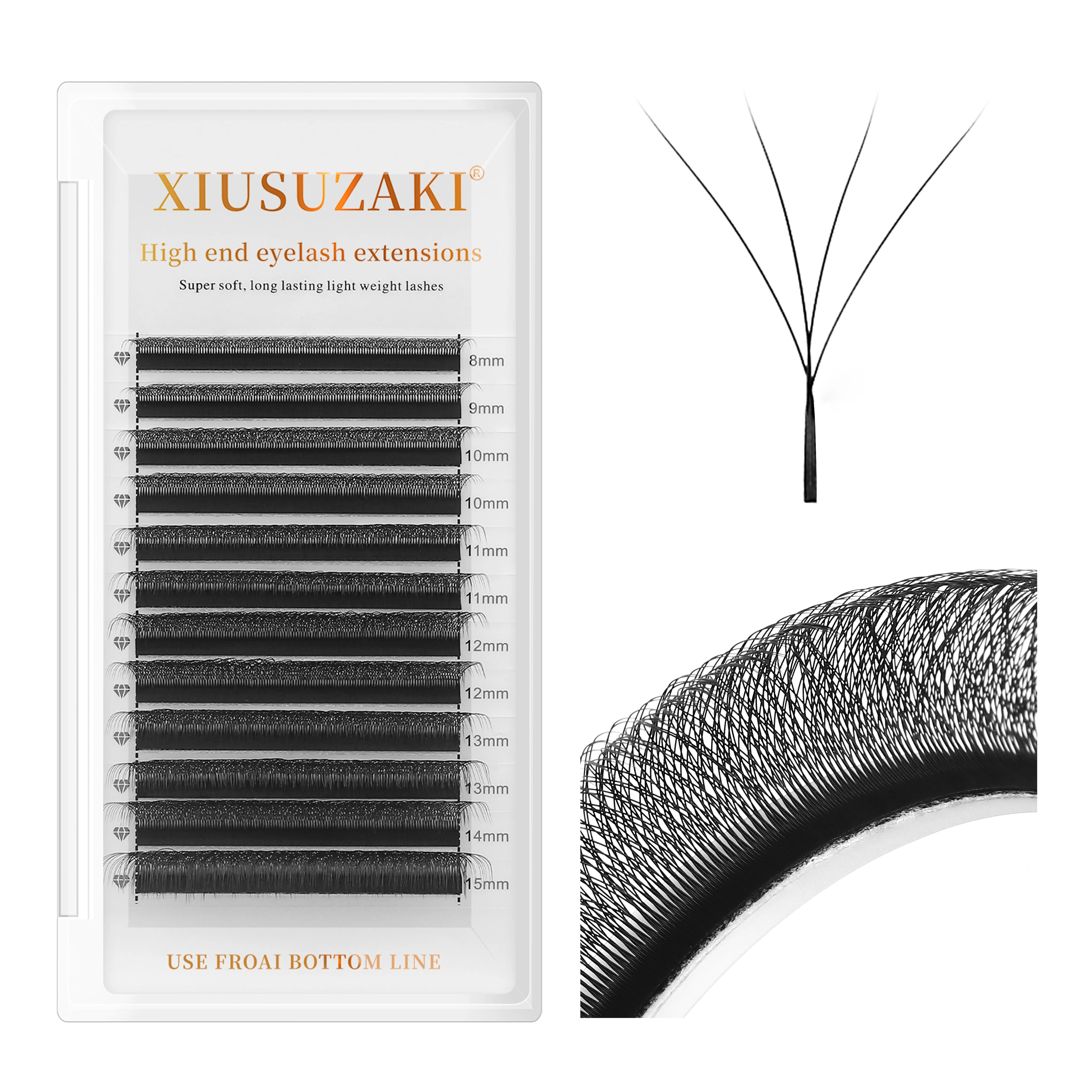 XIUSUZAKI Premade Fan Natural Individual Yy Lashes Trays 2D 3D 4D 5D 6D 7D 8D Y W Lashes Eyelashes Extensions
