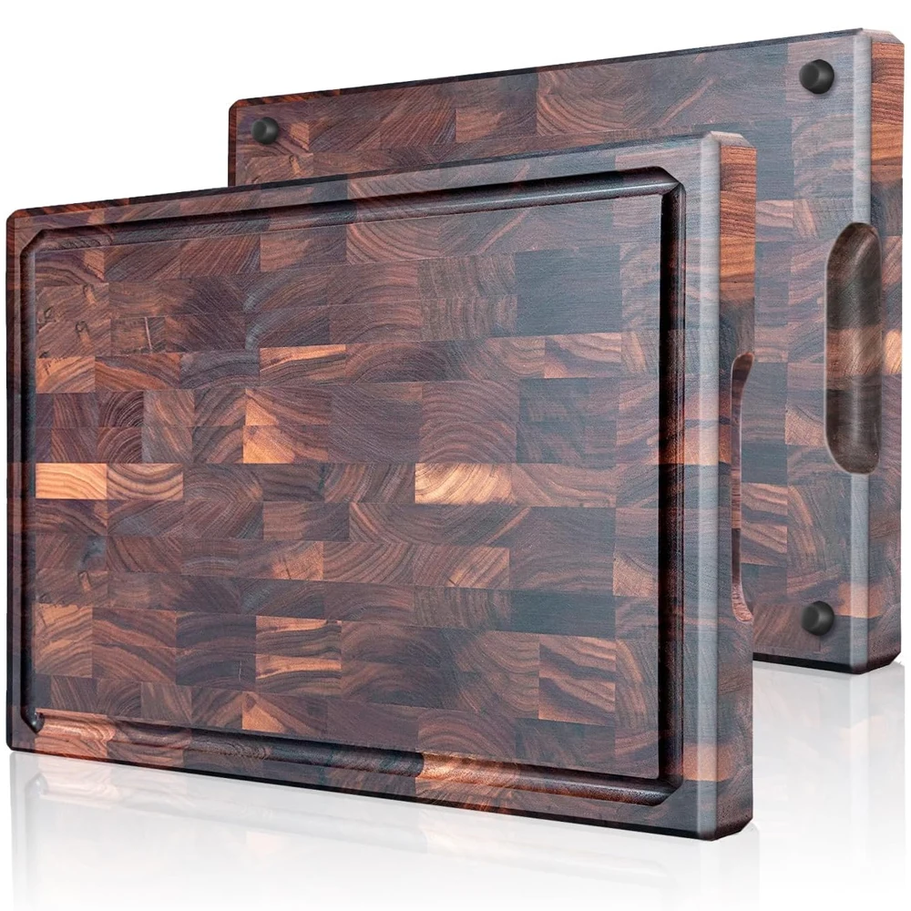 Роскошная Гибкая большая разделочная доска из черного ореха для кухни с канавкой