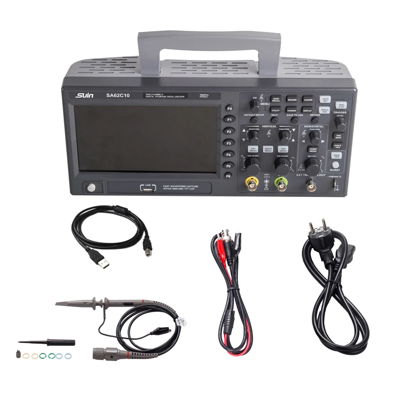 Suin SA62C10 100 МГц 2 канала осциллограф dso Цифровые запоминающие