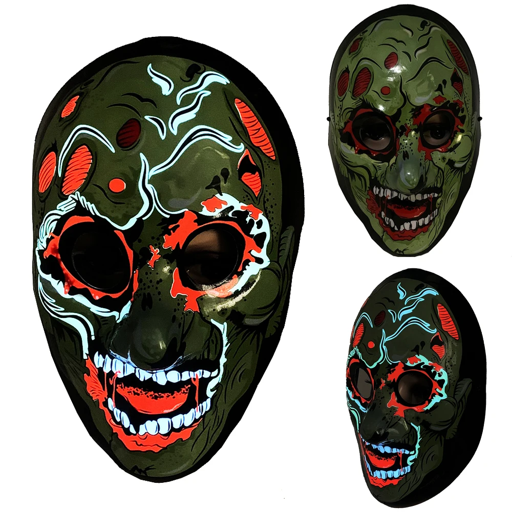 plastic Halloween face mask led light mask  horror scary ghost Skull  mask