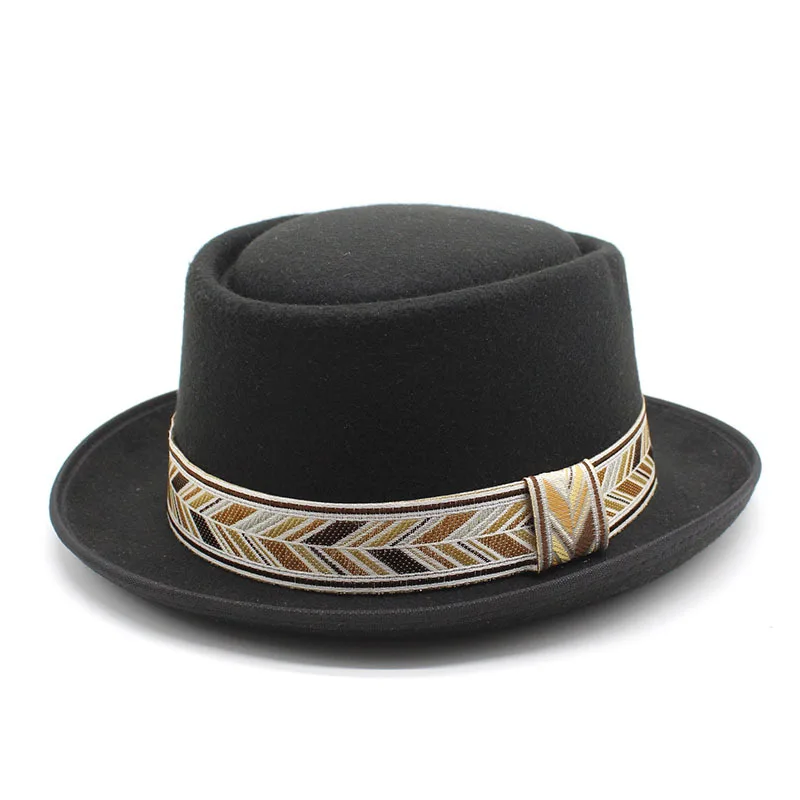 Wholesale Pork Pie Hats for Men Women 100% Woolen Felt Cap Stout Porkpie Breaking Bad Hat Flat Top Fedora Hats Boater Derby