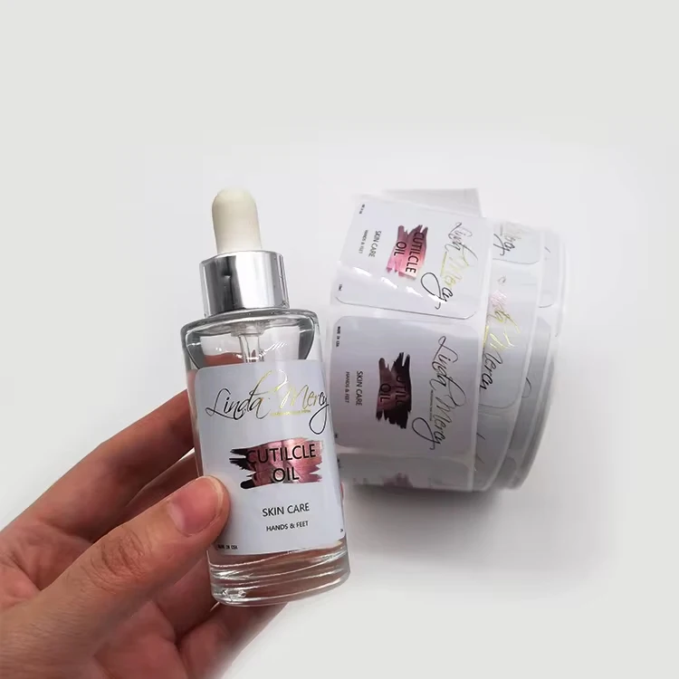 Золотая фольга косметическая этикетка с логотипом Водонепроницаемая самоклеющаяся виниловая наклейка на заказ рулонная для упаковки бутылок