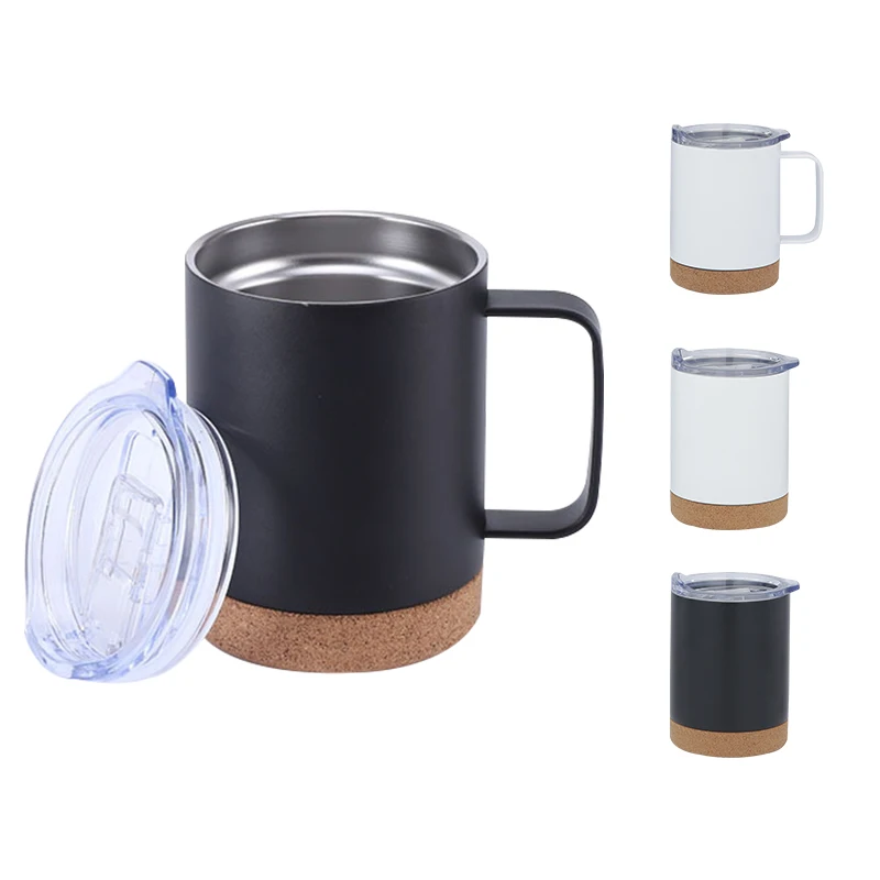 SJB058 Custom Benutzer definierte Kork becher Logo Matte Cork Base Kaffeetasse mit Deckel Kork boden Keramik beche