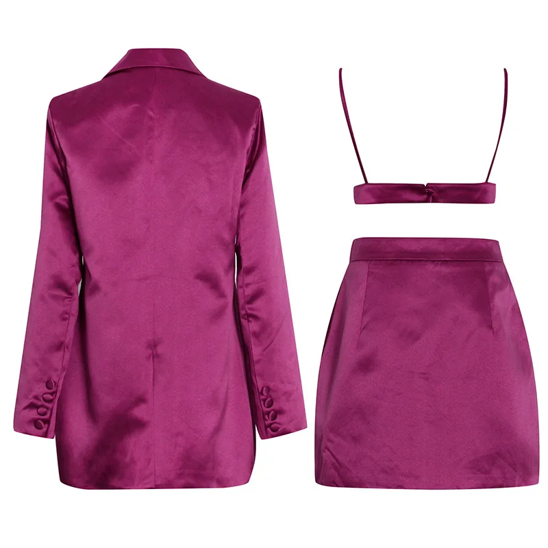 2022 hot selling 3piece womens suit purple dress and jacket suite set for women