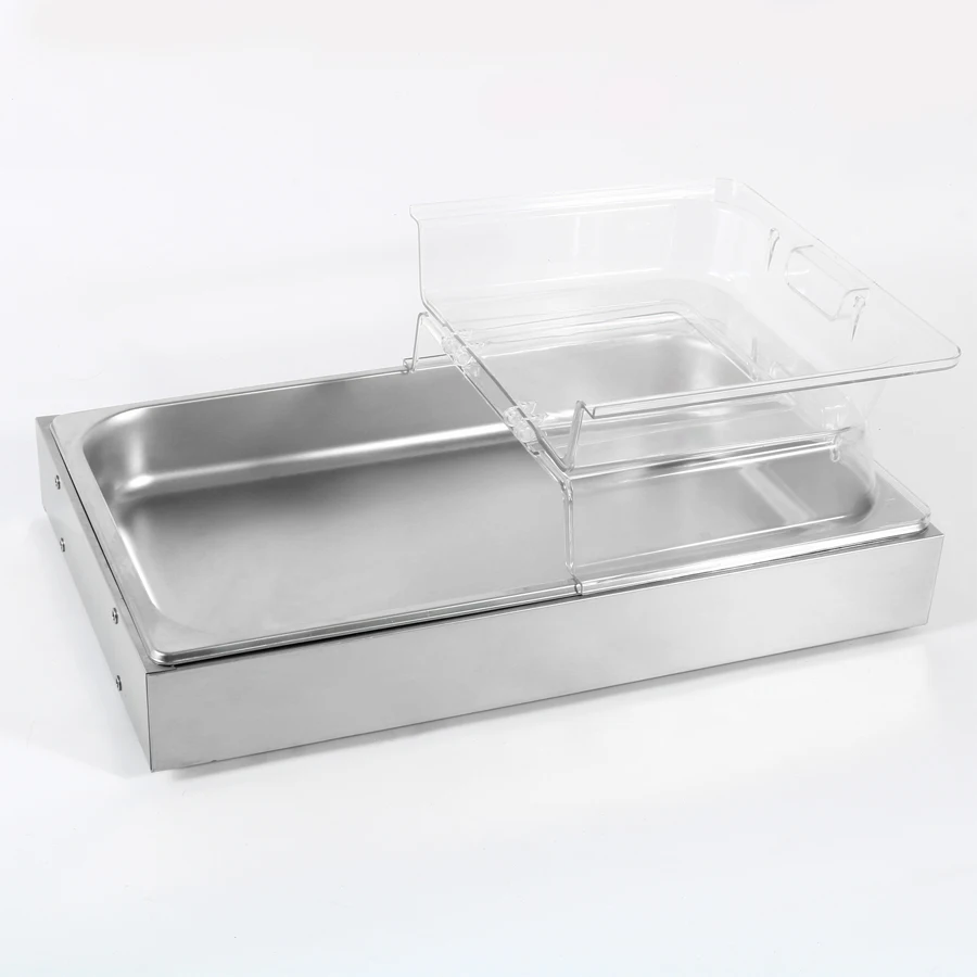 Full Size Buffet Set Stainless Steel Holder Food display stand counter  with Lid for Transparent Plastic Bakeware with Pan