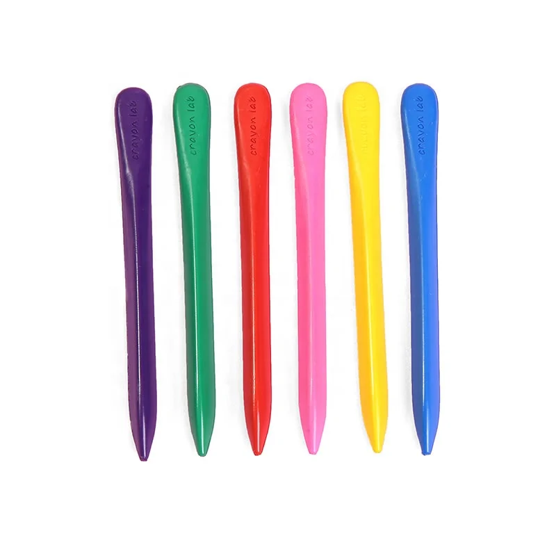 6pcs plastic triangle stick crayons with color box for children colouring