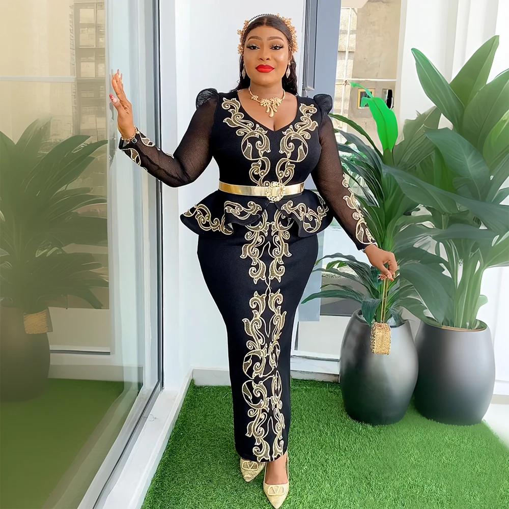 H&D Customized New Evening Dress African Costume with Belt