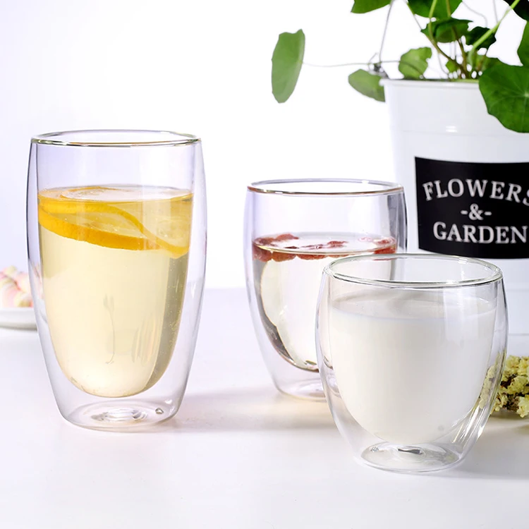 Customize  High Borosilicate Glass Double Wall Coffee Mug For Office