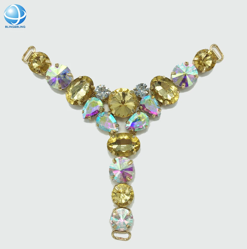 Sexy Black Rhinestone Y Shape Bikini connectors For Women Swimwear Beach Swimsuit Crystal Buckle Decoration Jewelry Accessory
