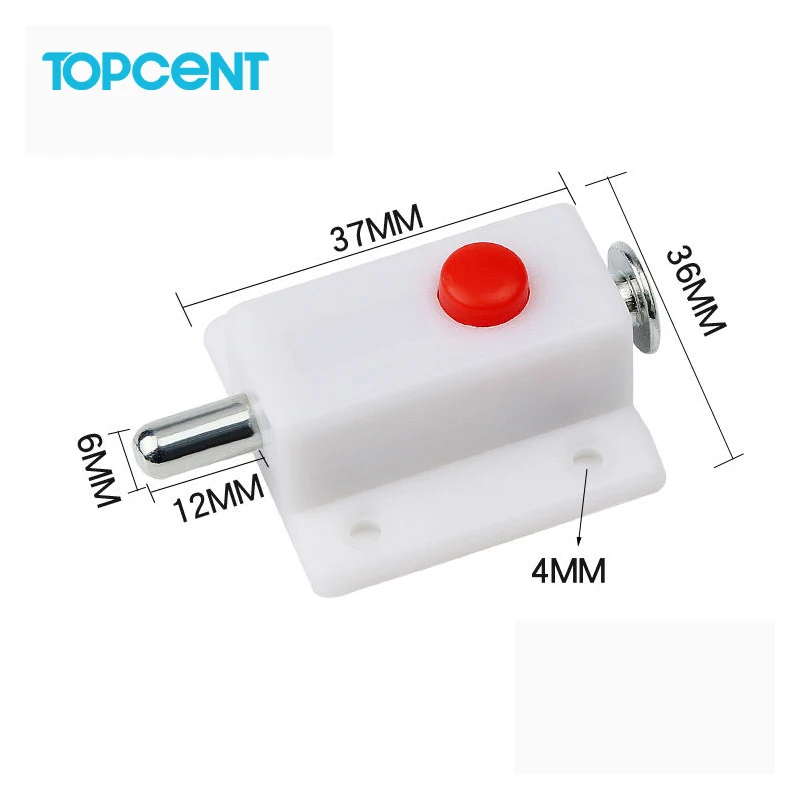 TOPCENT Plastic Door Bolts Latch Lock For Door Window Cabinet  latch furniture hardware accessories Push To Open Button Switch