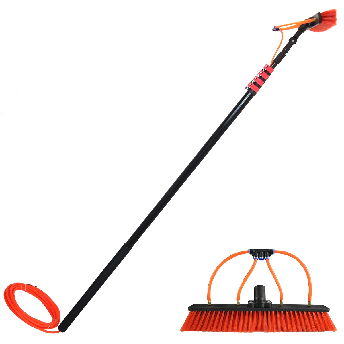 Extentool solar panel cleaning brush and pole equipment 30FT/9 meters telescopic washing   tools kit system