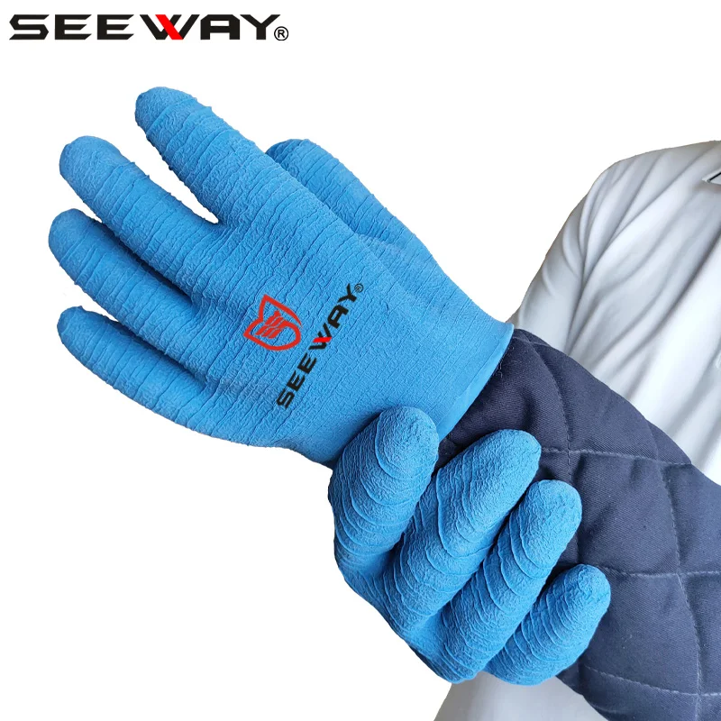 Seeway Full Rubber Palm Heat Resistant Bakery Oven Gloves for Crew and Flight Attenda