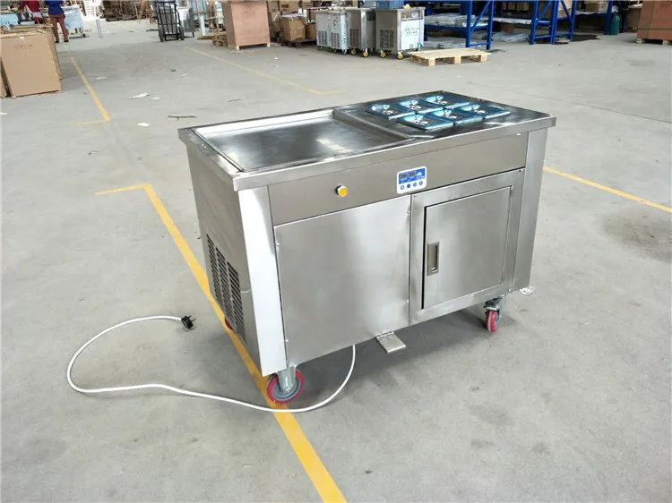 Commercial Fried Ice Cream Roll Machine Food Grade Stainless Steel Single Square Pan Soft Frying Ice Cream Roller