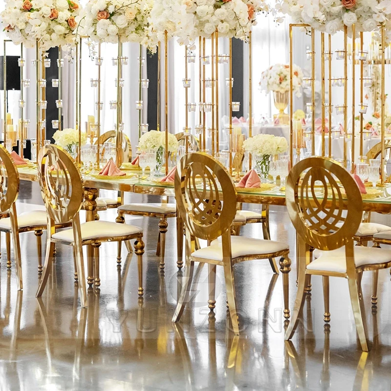 Luxury Modern Stainless Steel Chairs Weddings Events Hotels Bars Outdoor Parties Wholesale Fabric Leather Seat Options