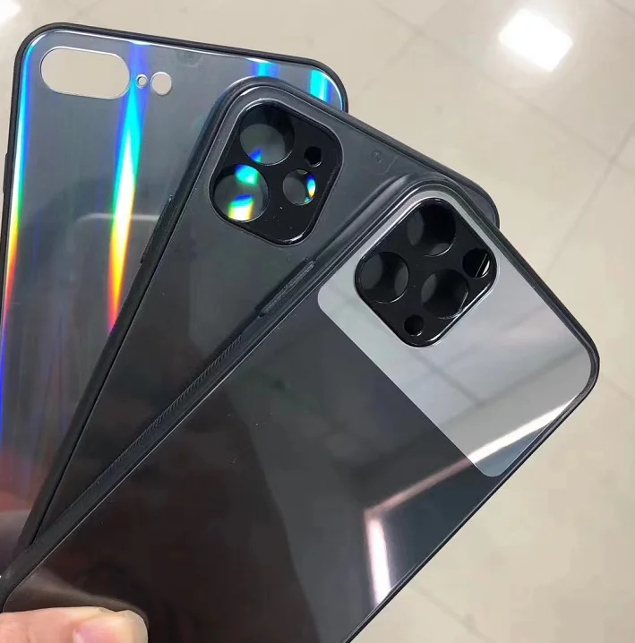 Sublimation Phone Accessories 2D Blank Print Mobile Case With Aurora Glass Screen Protector for iPhone x xr xs 11 12 13 pro max