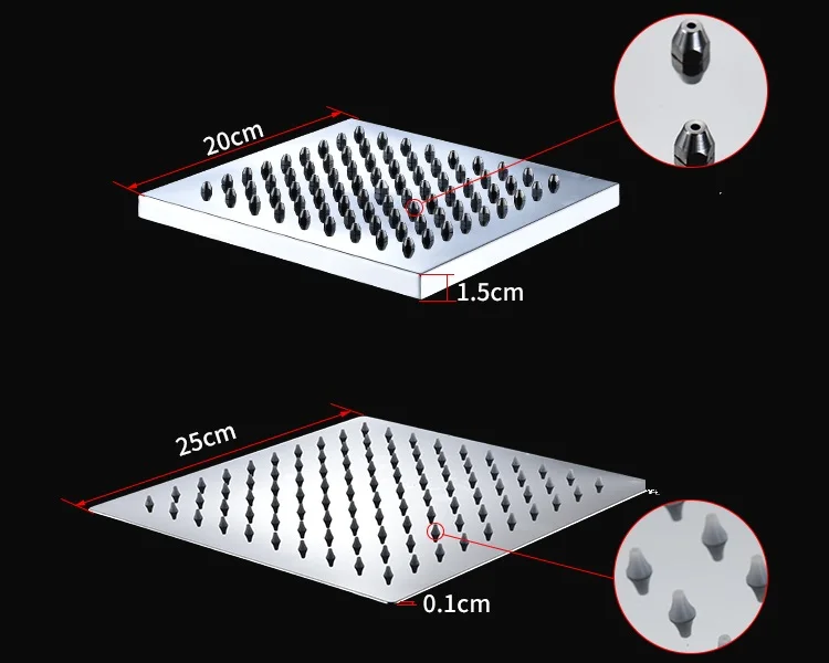 Good Price Top Shower Head Square Bathroom Bath Shower Set Faucets Mixer Fittings Splash Sprayer Head