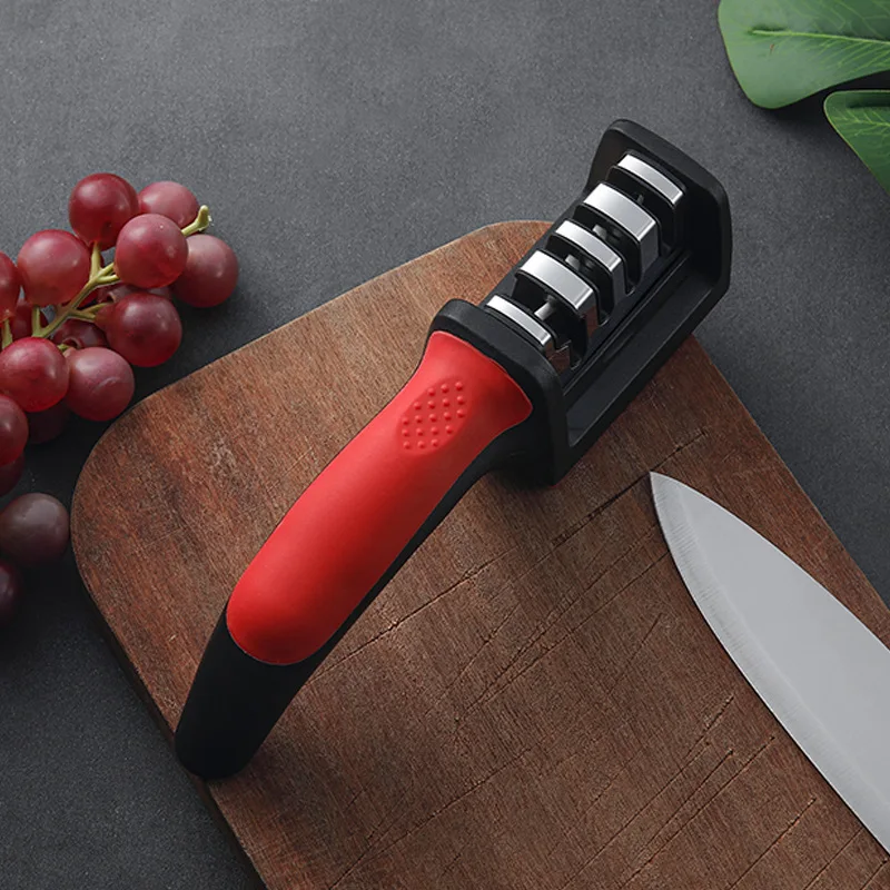 Low Price Wholesale Home Kitchen Stable Portable Knife Sharpening Red Black Afiador De Faca Knife Sharpener