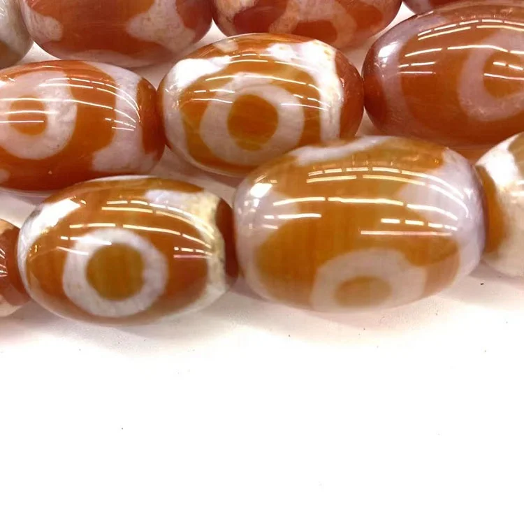 Wholesale Natural Gems Tibet  20_30mm Red Three-eyed Dzi Agate Stone Beads For Jewelry Making