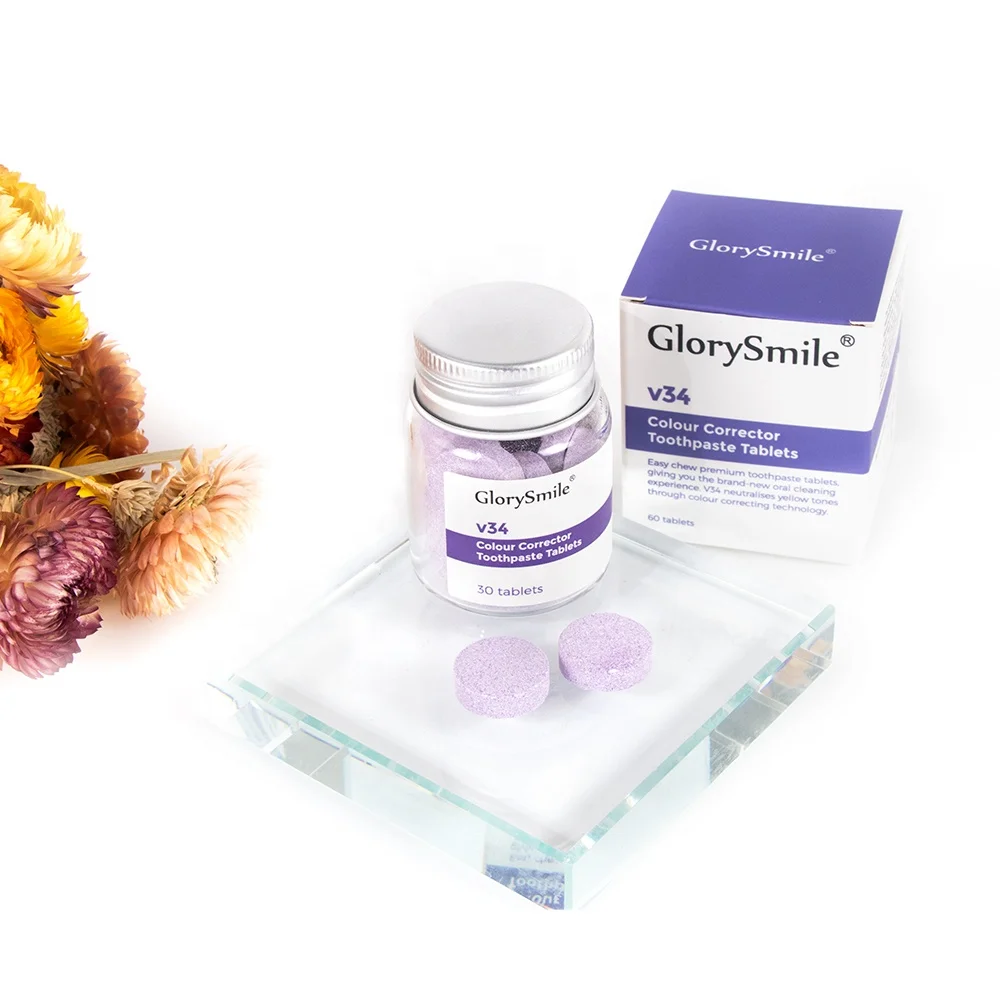 New Trend GlorySmile Professional Whiten Teeth Dental Oral Care V34 Colour Corrector Toothpaste Tablets