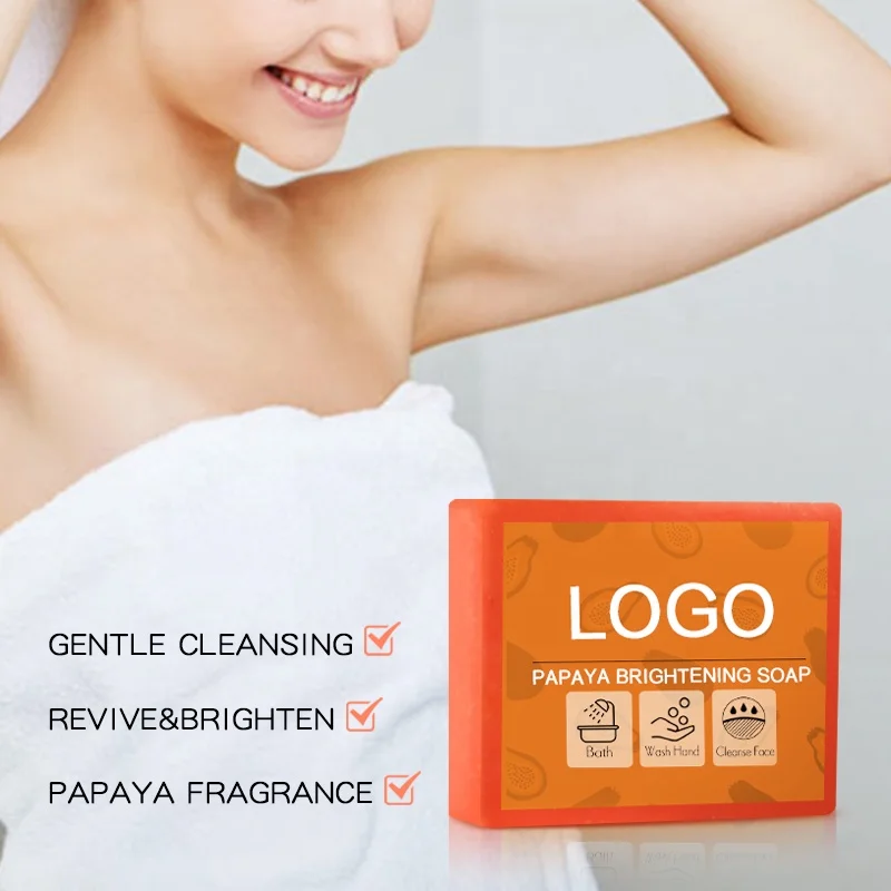 Wholesale Custom Anti Acne Whitening Lighten Dark Spots Handmade Kojic Acid Papaya Soap Bar