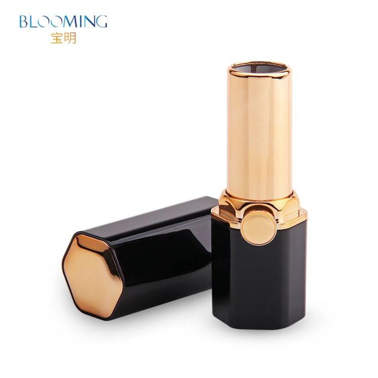 Оптовая продажа, Товары в наличии, контейнеры 12,7 мм, шестигранный контейнер для губной помады черного и розового золота