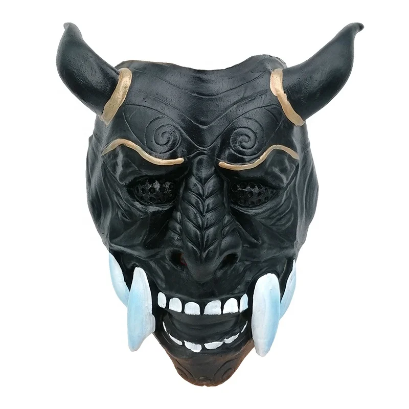 Маскарадная маска с японским призраком Ханья на Хэллоуин, косплей, праджна, полумаски на лицо, демон, они, Самурай, нох, кабуки, дьявольская маска