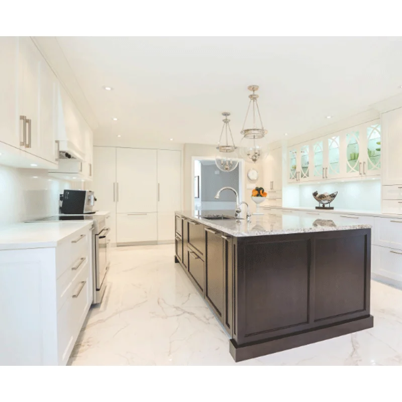 NICOCABINET Customized Mdf Lacquered White Kitchen Furniture Solid Wood Shaker Complete Set Island Kitchen Cabinets