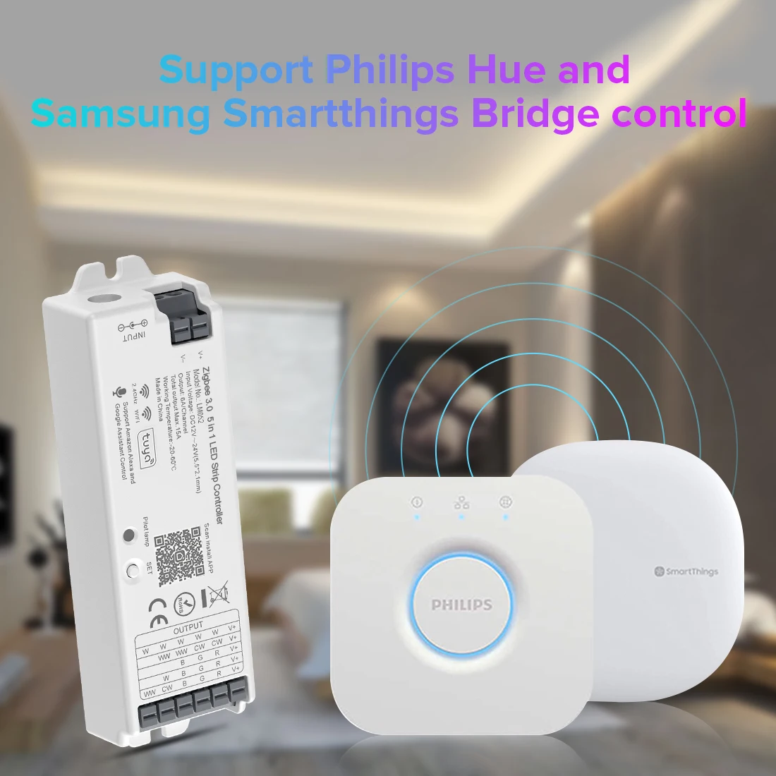 Zigbee 3 0 Wi-Fi 2 4 ГГц светодиодный контроллер 5 в 1 совместим с H-ue Bridge Tuya Dual Mode Gateway Smart Things Alexa