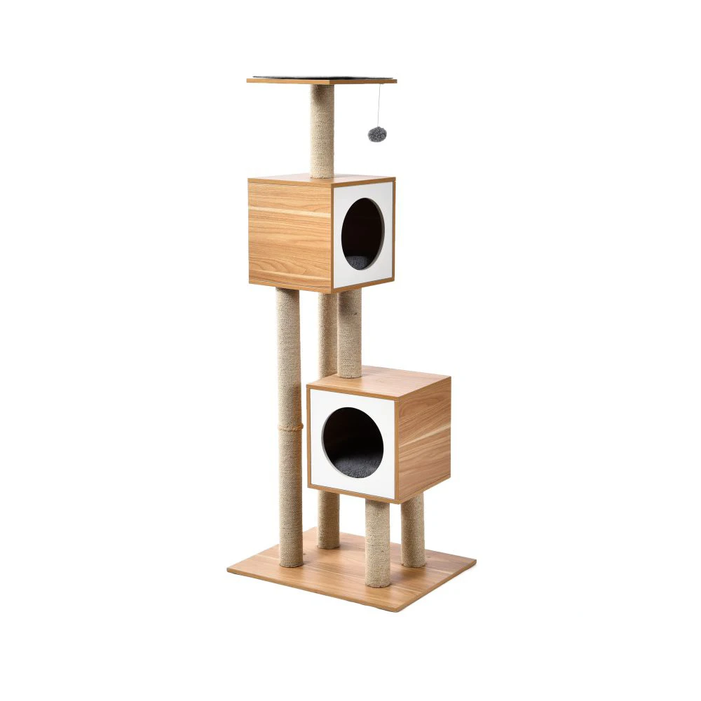 Pet Star Home Style Cat Furniture Design Wooden Pet Cat Condo House Tower Cat Scratcher Tree