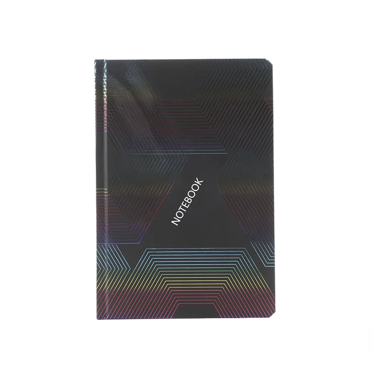 New fashion luxury UV Coated laser printing A5 Black Hardboard Art Paper Cover Notebook note books