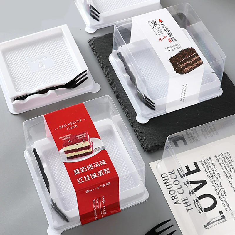 RZ Disposable Plastic PET packaging Blister Boxes transparent Clear Cupcake Dessert Container with Lid cake slice box