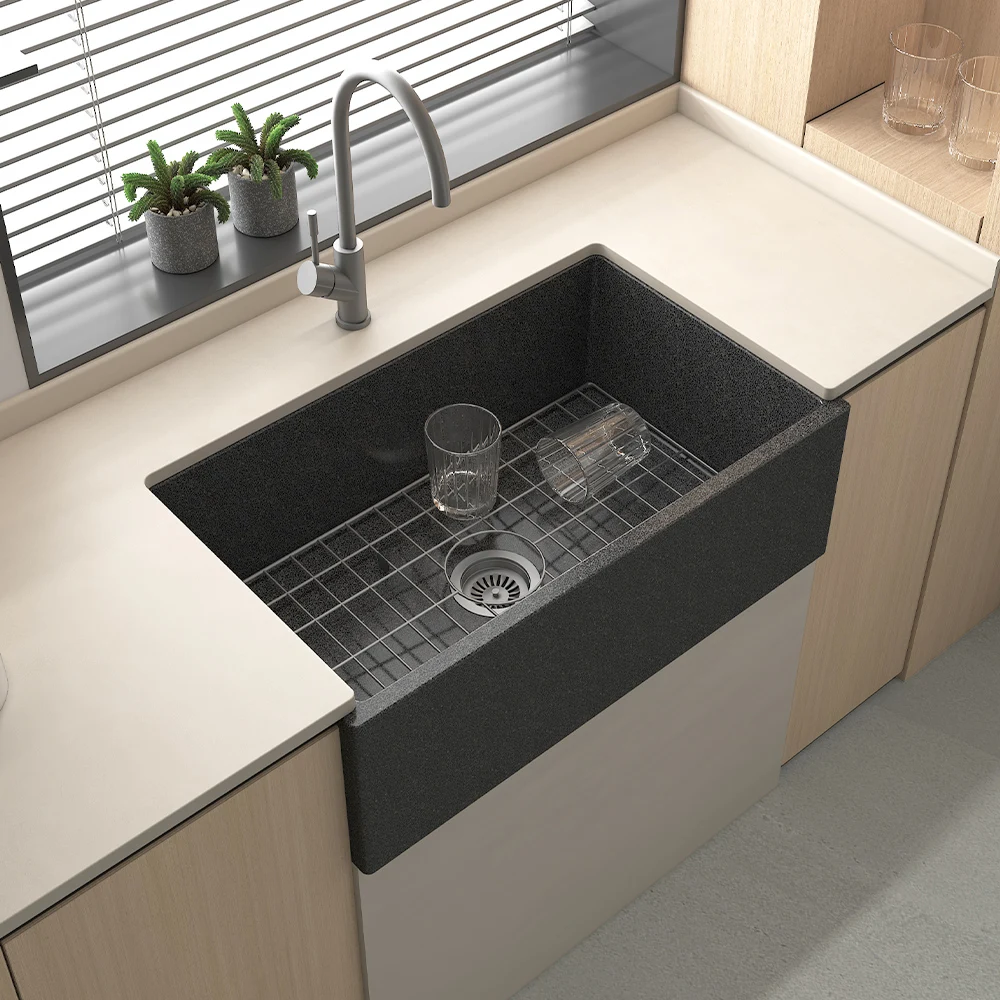 China wholesale modern cUPC handmade rectangular concrete kitchen sink Farmhouse apron front step concrete sink