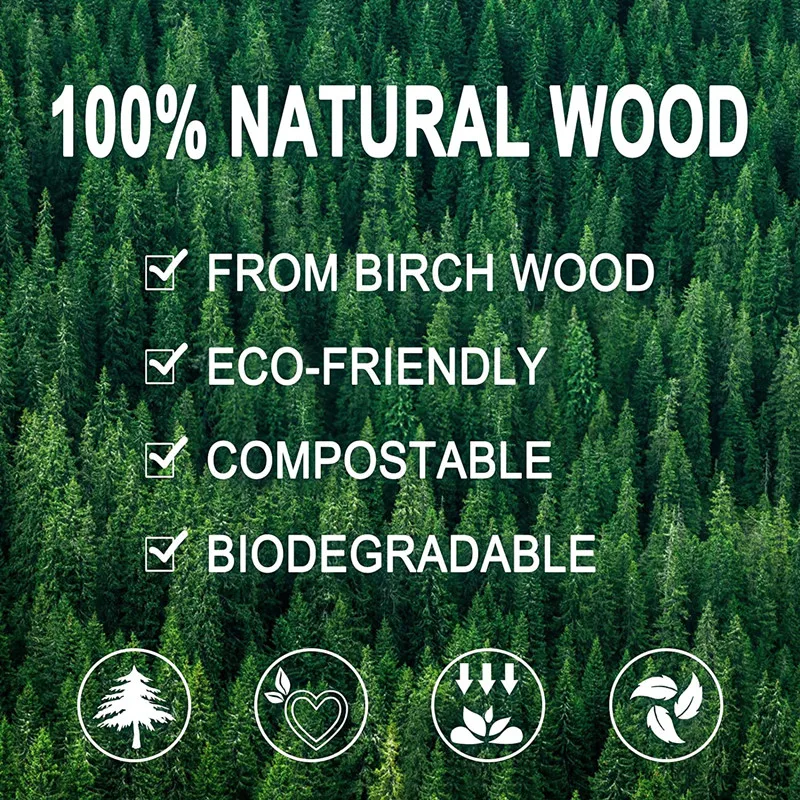 Winning Wooden Cutlery Forks Bulk Biodegradable Disposable Eco-Friendly Custom Birchwood Wooden Cutlery