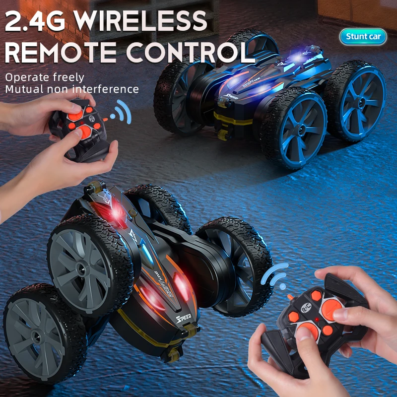 Wholesale RC Drifting Car Cool RC double sided rolling 2.4Ghz remote control stunt car with light smart kids rc car toy