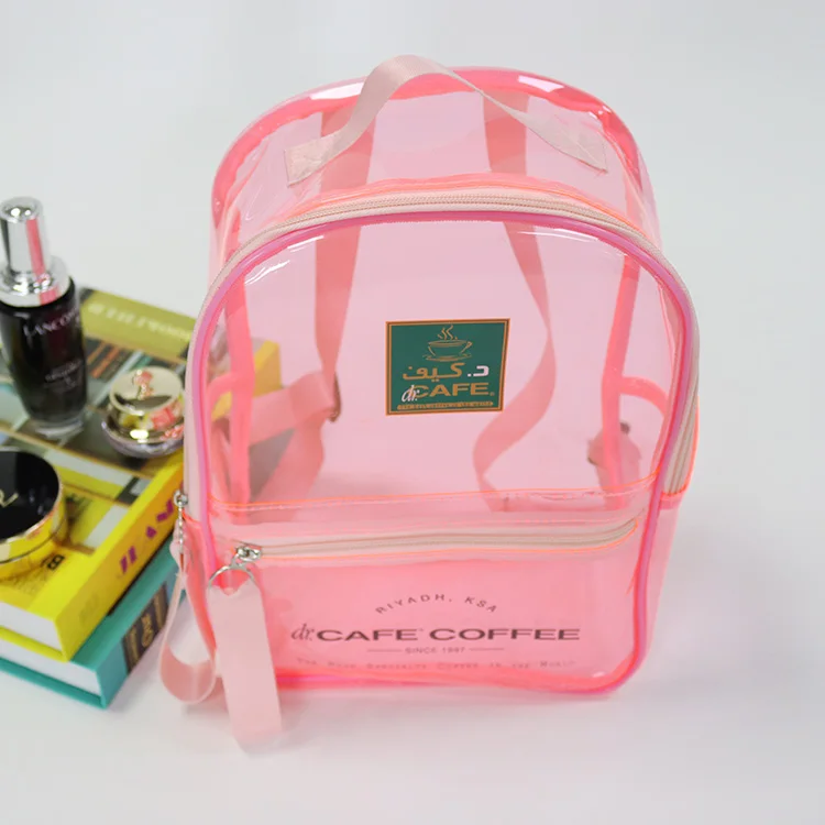 Wholesale Promotional Custom Logo  Pink Transparent Pvc Backpack Cute Girls School Bags