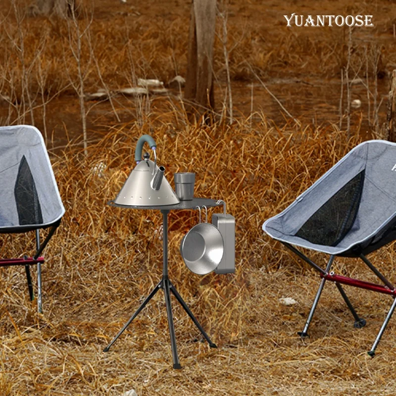 Outdoor Round Desktop Triangle Support Portable Aluminium Folding Table For Camping